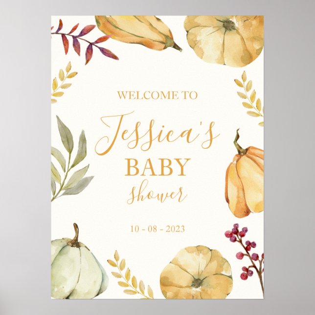 Välkomstsignatur för babyvisning på hösten poster (Framsidan)