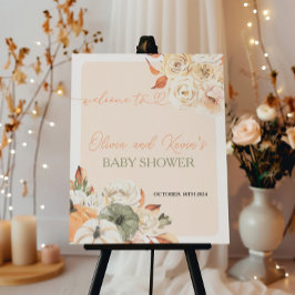 Välkomstsignatur för babyvisning på hösten poster