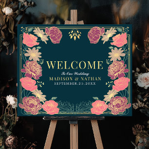 Välkomstsignatur för Blommigt Bröllop Poster