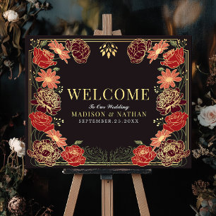 Välkomstsignatur för Blommigt Bröllop Poster