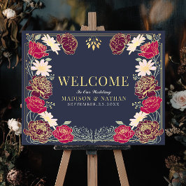 Välkomstsignatur för Blommigt Bröllop Poster