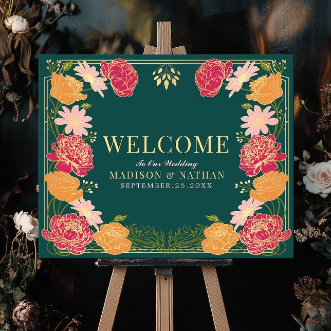 Välkomstsignatur för Blommigt Bröllop Poster (Skapare uppladdad)