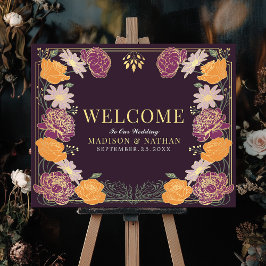 Välkomstsignatur för Blommigt Bröllop Poster
