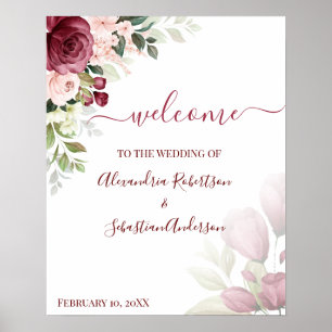 Välkomstsignatur för blommigt Ro Bröllop Poster