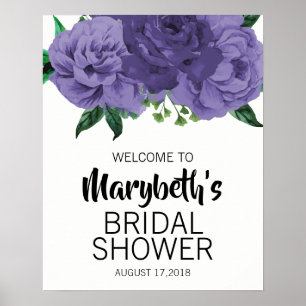 Välkomstsignatur för blommigt Violet Lila Möhippa Poster