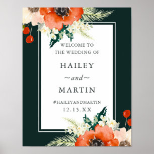 Välkomstsignatur för Blommigten Bröllop i elegant Poster