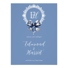 Välkomstsignatur för Blue Croquette Inspired Bröll Fototryck