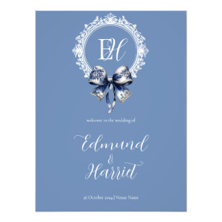 Välkomstsignatur för Blue Croquette Inspired Bröll Fototryck