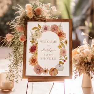 Välkomstsignatur för Boho Autumn Baby Shower Poster