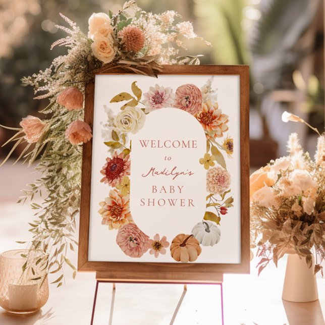 Välkomstsignatur för Boho Autumn Baby Shower Poster (Skapare uppladdad)