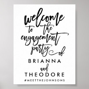 Välkomstsignatur för chic Hand Lettered Förlovning Poster