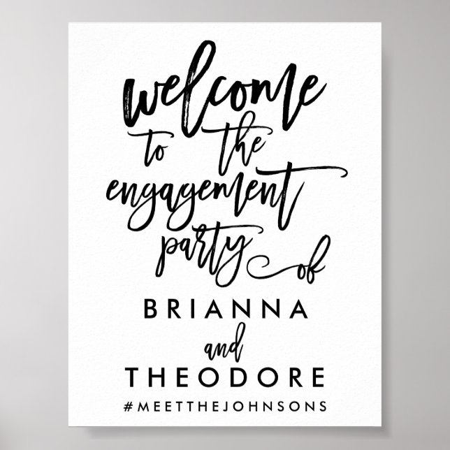 Välkomstsignatur för chic Hand Lettered Förlovning Poster (Framsidan)