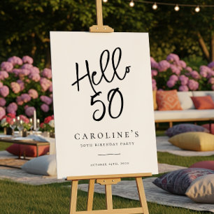 Välkomstsignatur för chic Modern "Hej 50"-Födelsed Poster
