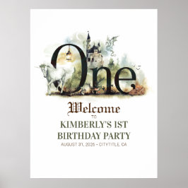 Välkomstsignatur för den 1:a födelsedagan poster