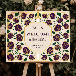 Välkomstsignatur för Eggplant Sword Shield Fantasy Poster