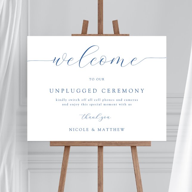 Välkomstsignatur för elegant Blue Unplugged Bröllo Poster (Skapare uppladdad)