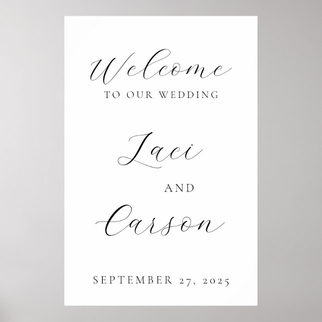 Välkomstsignatur för elegant Bröllop i skript | An Poster (Framsidan)