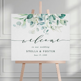 Välkomstsignatur för elegant Grönt Foliage Bröllop Poster