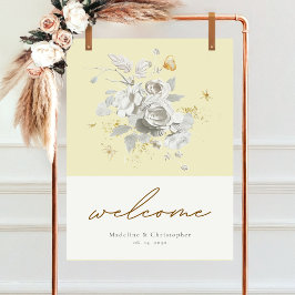 Välkomstsignatur för enkel Elegance Gult Blommigt Poster