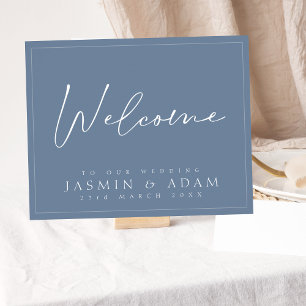 Välkomstsignatur för enkelt Dusty Blue Script Bröl Poster