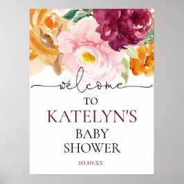 Välkomstsignatur för Fall Baby Shower Poster