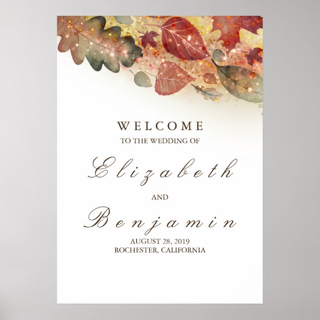 Välkomstsignatur för Fall Wedding Poster (Framsidan)