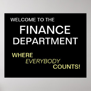 Välkomstsignatur för finansavdelningen poster