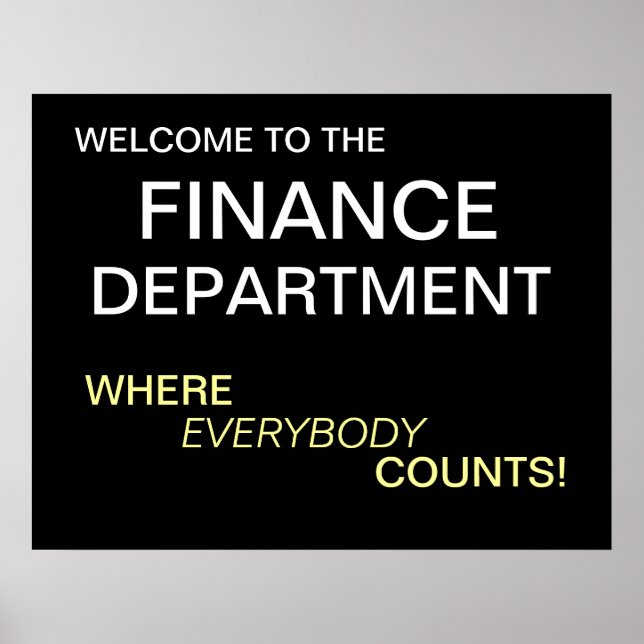 Välkomstsignatur för finansavdelningen poster (Framsidan)