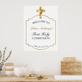 Välkomstsignatur för första Heligan i elegant Guld Poster