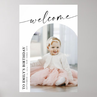 Välkomstsignatur för fotosignering för födelsedags poster
