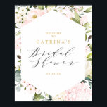 Välkomstsignatur för Geometric  Blommigt Möhippa Poster<br><div class="desc">Välkomsttecken för Möhippa för Geometric  Blommigt. Utformningen har ett geometriskt ram som är försett med ,  vita blommigtar,  eukalyptus och andra grejer. Huvudet står ut med vacker och elegant kalligrafi. Anpassa med hjälp av den angivna fälten för mallen. Kontakta oss med hjälp av kontaktknappen nedan om du behöver hjälp.</div>