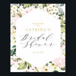 Välkomstsignatur för Geometric  Blommigt Möhippa Poster<br><div class="desc">Välkomsttecken för Möhippa för Geometric  Blommigt. Utformningen har ett geometriskt ram som är försett med ,  vita blommigtar,  eukalyptus och andra grejer. Huvudet står ut med vacker och elegant kalligrafi. Anpassa med hjälp av den angivna fälten för mallen. Kontakta oss med hjälp av kontaktknappen nedan om du behöver hjälp.</div>