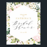 Välkomstsignatur för Geometric  Blommigt Möhippa Poster<br><div class="desc">Välkomsttecken för Möhippa för Geometric  Blommigt. Utformningen har ett geometriskt ram som är försett med ,  vita blommigtar,  eukalyptus och andra grejer. Huvudet står ut med vacker och elegant kalligrafi. Anpassa med hjälp av den angivna fälten för mallen. Kontakta oss med hjälp av kontaktknappen nedan om du behöver hjälp.</div>