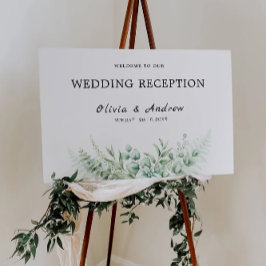 Välkomstsignatur för Greenery Wedding Reception Poster