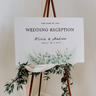 Välkomstsignatur för Greenery Wedding Reception Poster
