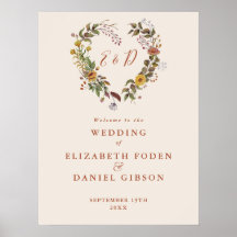 Välkomstsignatur för hösten Fall Rustic Blommigt B