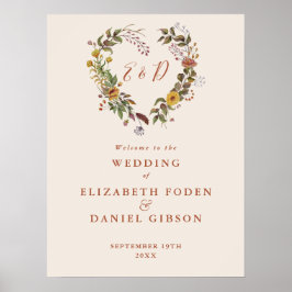 Välkomstsignatur för hösten Fall Rustic Blommigt B Poster