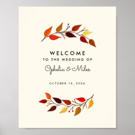 Välkomstsignatur för hösten Grenar Fall Wedding Poster
