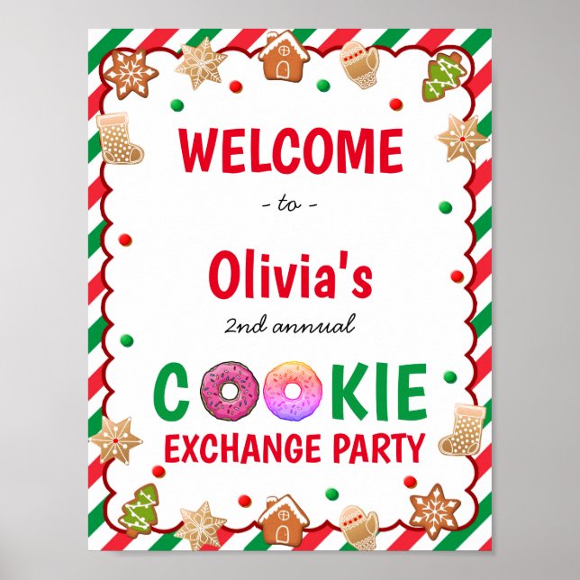 Välkomstsignatur för jul-cookie Exchange Poster (Framsidan)