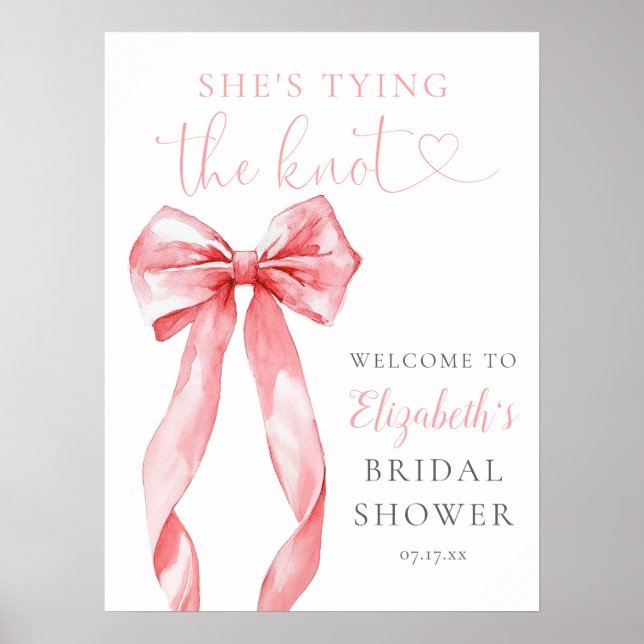 Välkomstsignatur för Knot Rosa Bow Möhippa Poster (Framsidan)