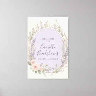 Välkomstsignatur för Lavender och  Blommigt Canvastryck