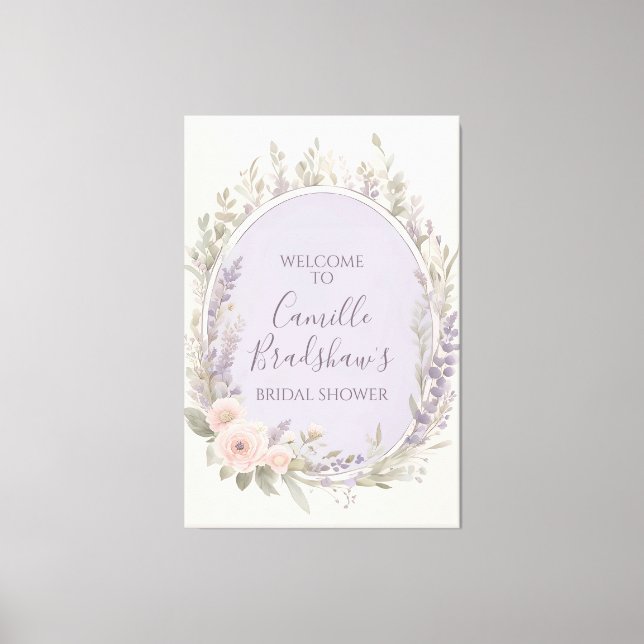 Välkomstsignatur för Lavender och  Blommigt Canvastryck (Framsida)