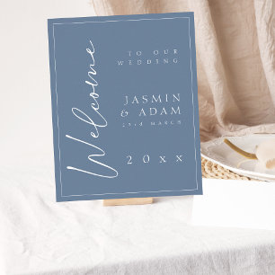 Välkomstsignatur för minimal Dusty Blue Script Brö Poster