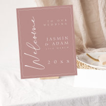 Välkomstsignatur för minimal Dusty Rosa Bröllop