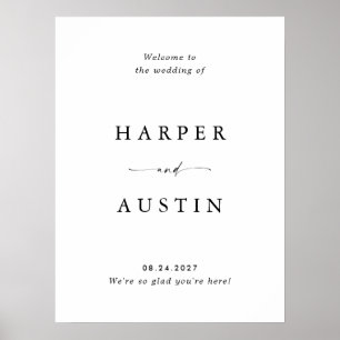 Välkomstsignatur för Modern Minimal Script Bröllop Poster