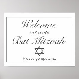 Välkomstsignatur för Modern Minimalist White Mitzv Poster