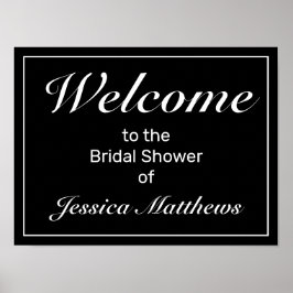 Välkomstsignatur för modern minimalistisk svart Mö Poster