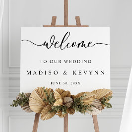 Välkomstsignatur för Modern Script Par Namn Bröllo Poster