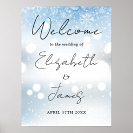 Välkomstsignatur för Modern skript Winter Wedding Poster