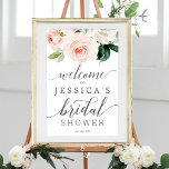 Välkomstsignatur för Möhippa av blåsa blooms Poster<br><div class="desc">Välkomna gästerna med det vackra välkomsttecknet! Den här designen har en underbar mängd  blommigtar och ett vackert skript-teckensnitt! Redigera enkelt med ditt namn och datum!</div>